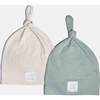 Cotton Top Knot Beanie, Blondi & Almond - Hats - 1 - thumbnail