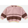 Boxy Striped Sweater, Ash Rose & Choco - Sweaters - 1 - thumbnail