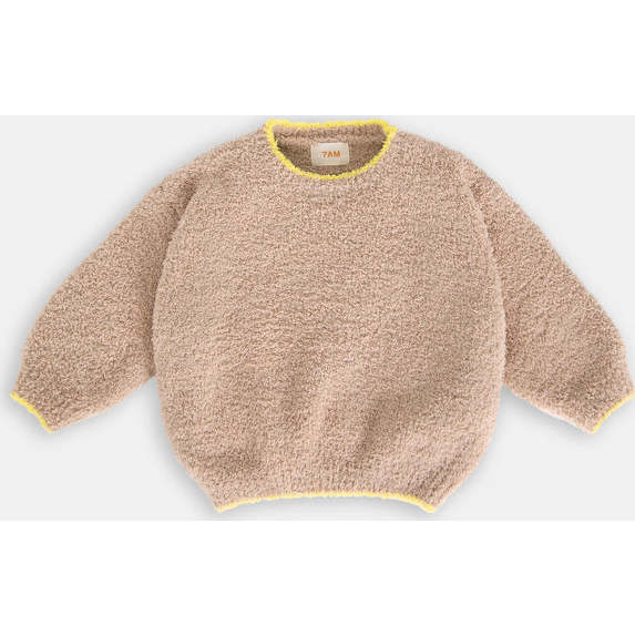Boxy Piped Sweater, Pecan - Sweaters - 1