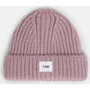 Chunky Rib Knit Beanie, Ash Rose - Hats - 1 - thumbnail