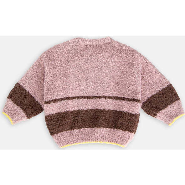 Boxy Striped Sweater, Ash Rose & Choco - Sweaters - 3