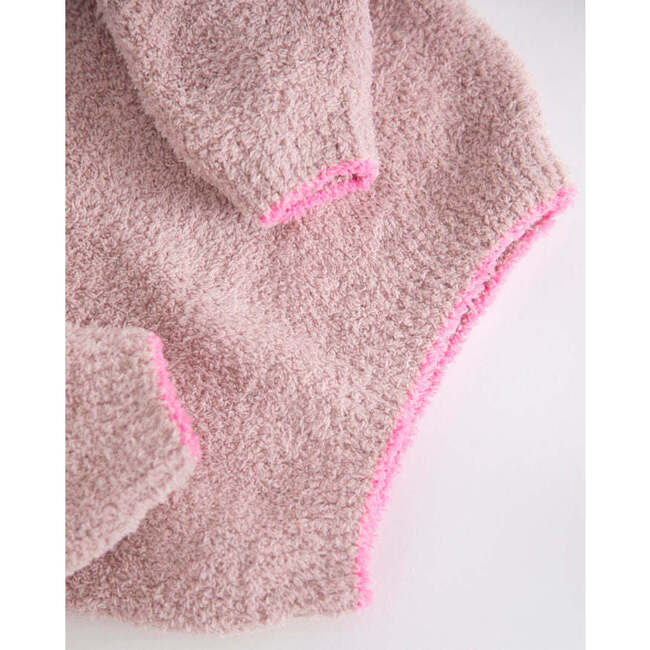 Boxy Piped Sweater, Ash Rose & Vivid Pink - Sweaters - 2