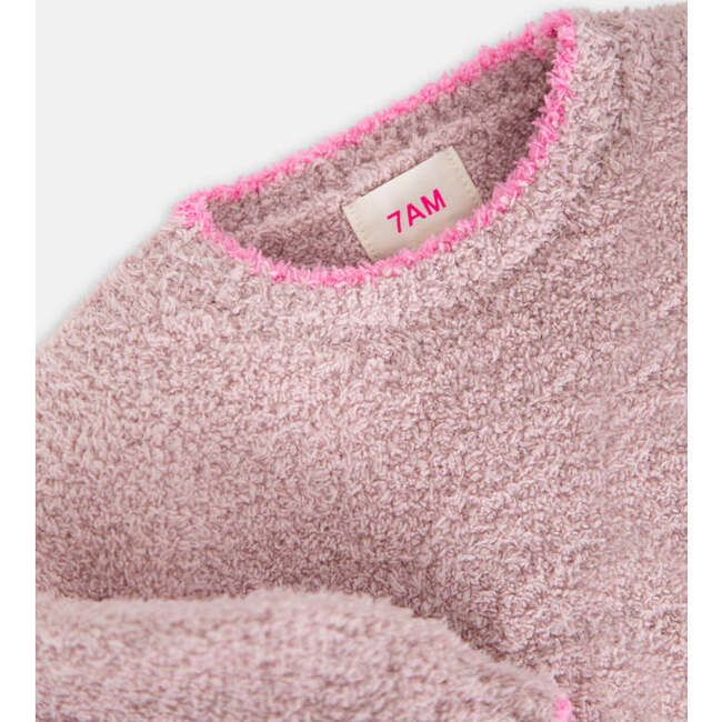 Boxy Piped Sweater, Ash Rose & Vivid Pink - Sweaters - 3