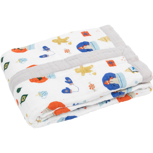 Cotton Muslin Baby Quilt, Christmas Time - Blankets - 3