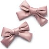 Rosa Vintage Satin Double Bow Clips, Mauve - Hair Accessories - 1 - thumbnail