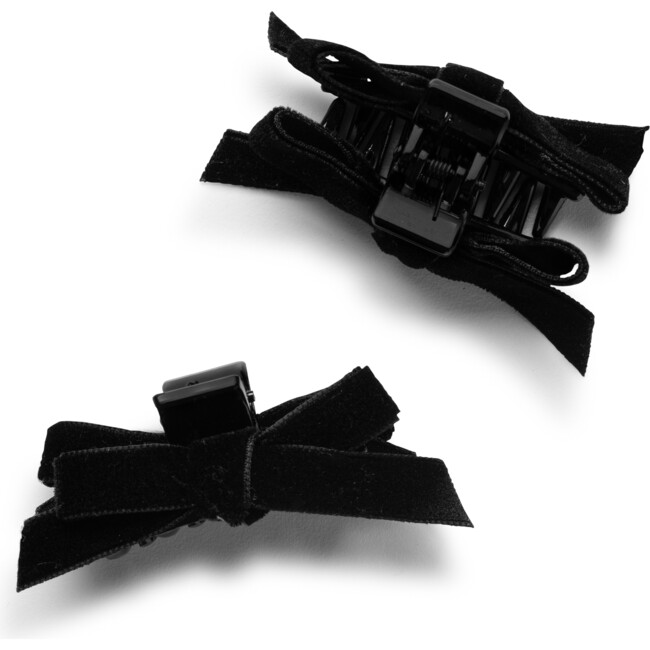 Laura Velvet Bow Mini Claw Clip Set, Black