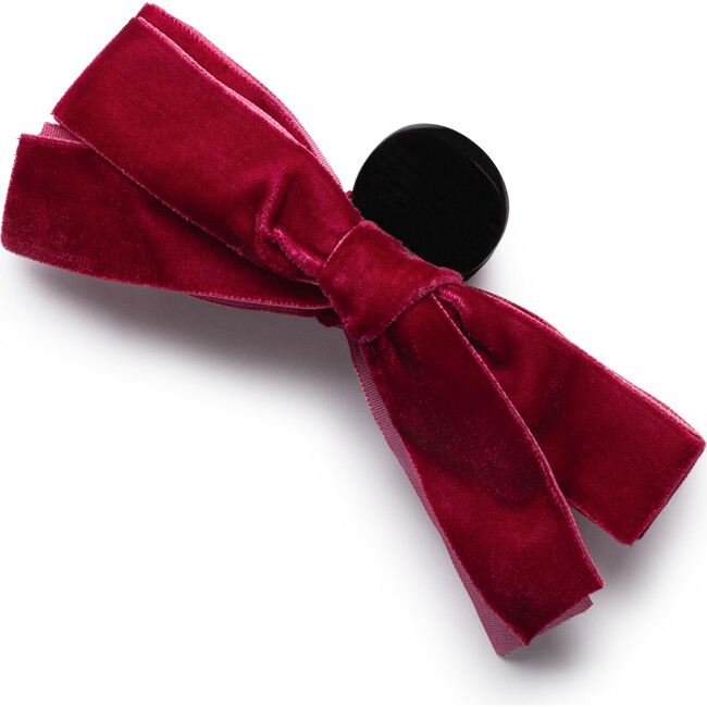 Laura Velvet Bow Large Claw Clip, Wine