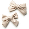 Rosa Vintage Satin Double Bow Clips, Champagne - Hair Accessories - 1 - thumbnail