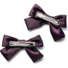 Rosa Vintage Satin Double Bow Clips, Plum - Hair Accessories - 2