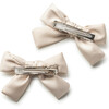 Rosa Vintage Satin Double Bow Clips, Champagne - Hair Accessories - 2