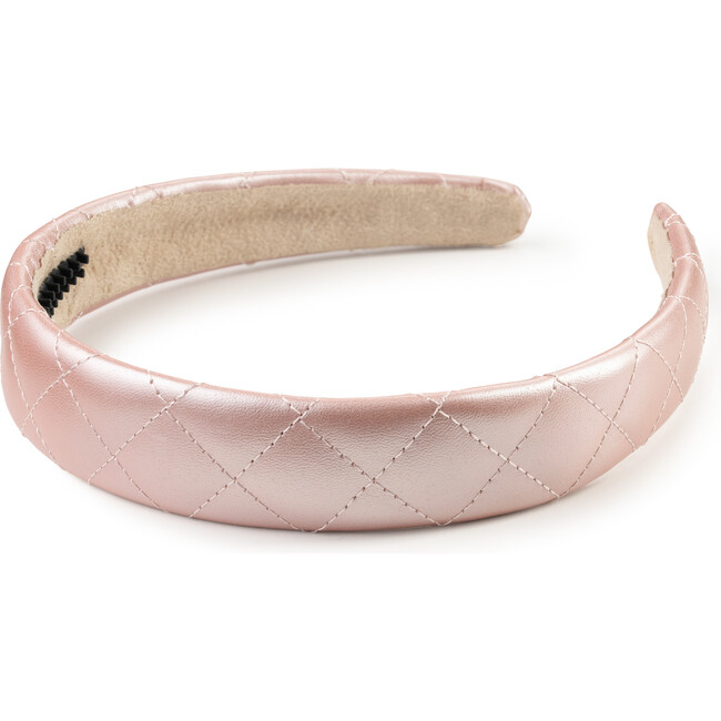 Ella Quilted Leather Headband, Rose Shimmer