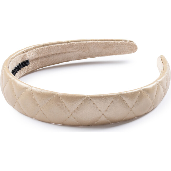 Ella Quilted Leather Headband, Gold