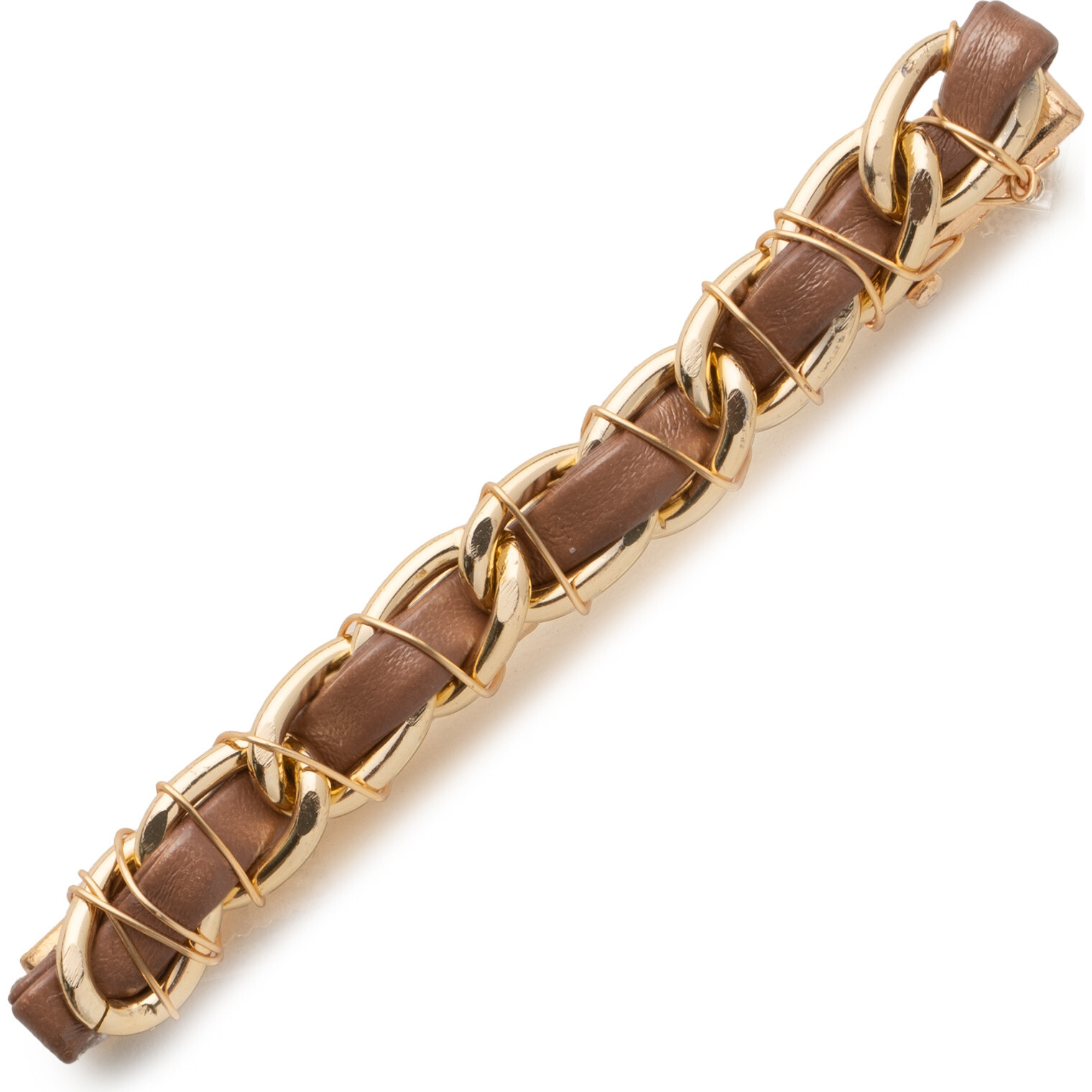 Coco Gold Chain Clip, Chocolate - Hair Accessories - 1
