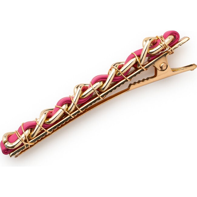 Coco Gold Chain Clip, Raspberry - Hair Accessories - 2