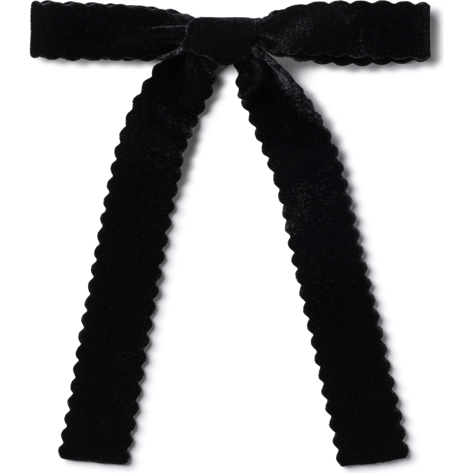 Ava Scalloped Velvet Long Tail Clip, Black - Hair Accessories - 1