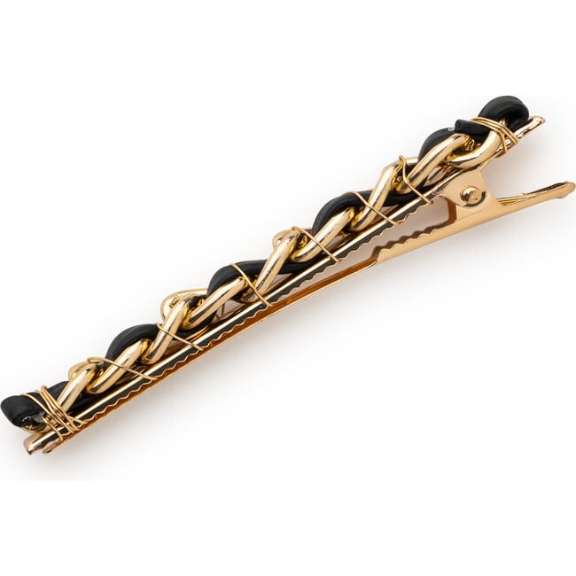 Coco Gold Chain Clip, Black - Hair Accessories - 2