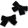 Ava Scalloped Velvet Double Clip Set, Black - Hair Accessories - 1 - thumbnail