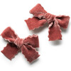 Ava Scalloped Velvet Double Clip Set, Mauve - Hair Accessories - 1 - thumbnail