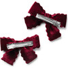 Ava Scalloped Velvet Double Clip Set, Wine - Hair Accessories - 2