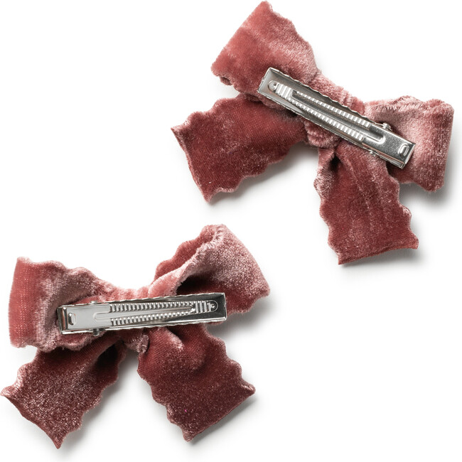 Ava Scalloped Velvet Double Clip Set, Mauve - Hair Accessories - 2