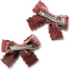 Ava Scalloped Velvet Double Clip Set, Mauve - Hair Accessories - 2