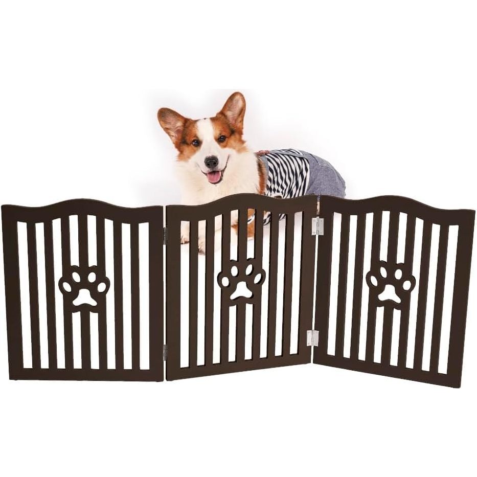 Trimate Wooden Free Standing Pet Gate- Espresso - Pet Accessories - 1