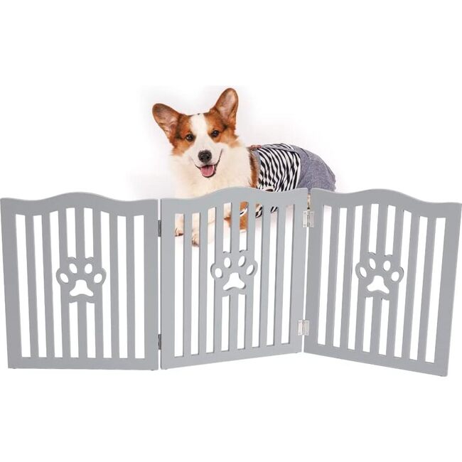Trimate Wooden Free Standing Pet Gate - Grey