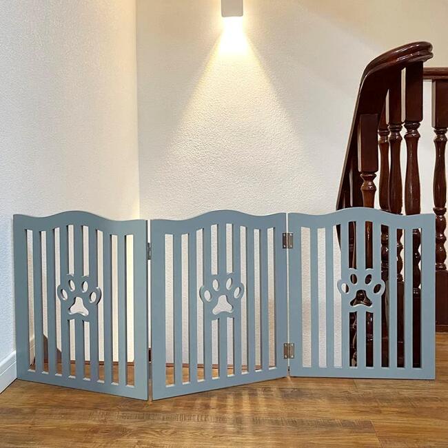 Trimate Wooden Free Standing Pet Gate - Grey - Pet Accessories - 2