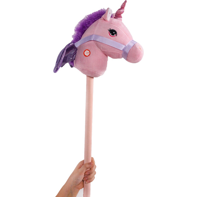 PonyLand Pink Unicorn Stick Horse Play Toy with Sounds