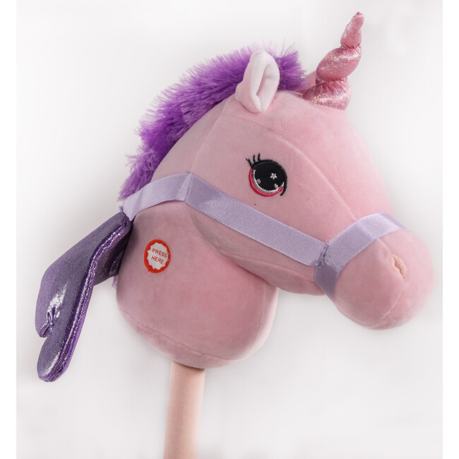 PonyLand Pink Unicorn Stick Horse Play Toy with Sounds - Plush - 2