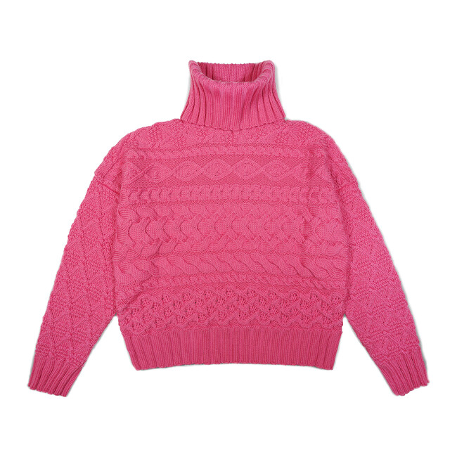 Women's Cable Sweater, Hot Pink