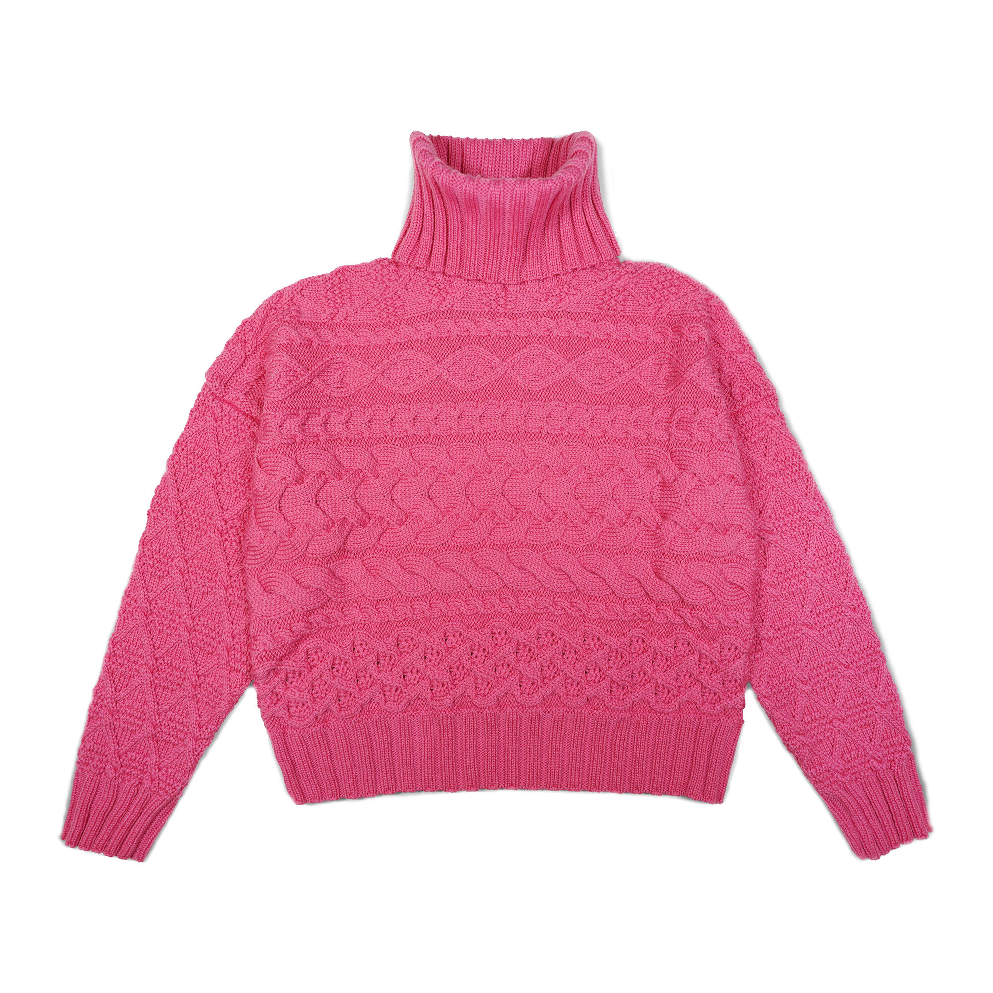 Women's Cable Sweater, Hot Pink - Sweaters - 1