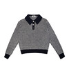 Women's Mismatch Polo Sweater, Navy and Ivory - Sweaters - 1 - thumbnail