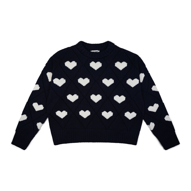 Women's Love Sweater, Navy and Ivory