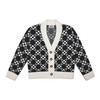 Women's Flower Chain Cardigan, Black and White - Sweaters - 1 - thumbnail