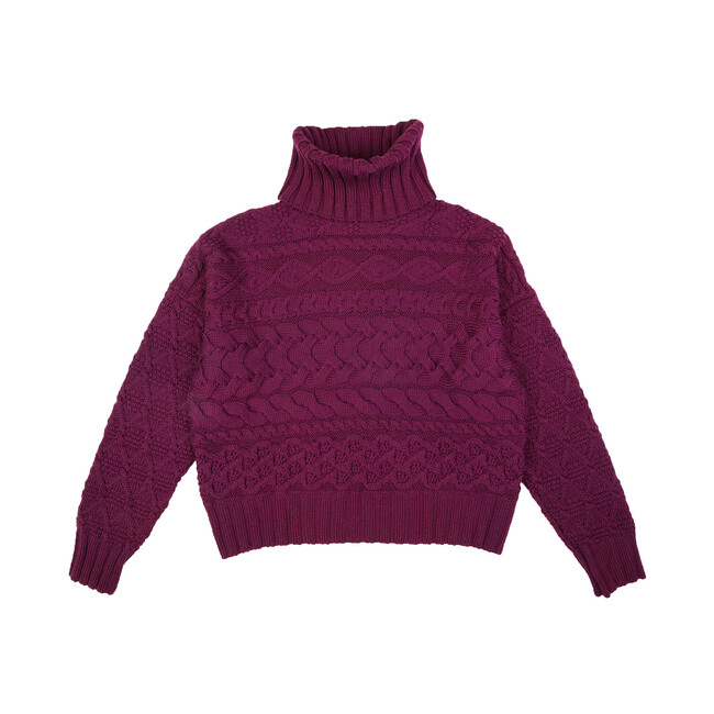 Women's Cable Sweater, Burgundy