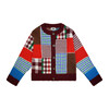 Women's Patchwork Cardigan, Burgundy Multi - Sweaters - 1 - thumbnail