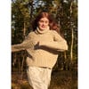 Women's Cable Sweater, Beige Marl - Sweaters - 2