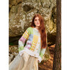 Women's Patchwork Cardigan, Lime Multi - Sweaters - 2