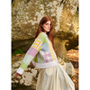 Women's Patchwork Cardigan, Lime Multi - Sweaters - 3