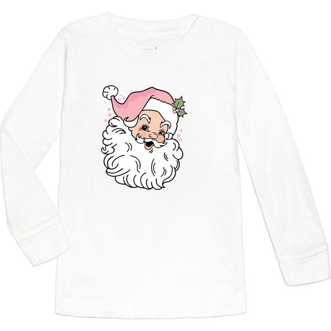 Retro Santa Christmas Long Sleeve Shirt, White