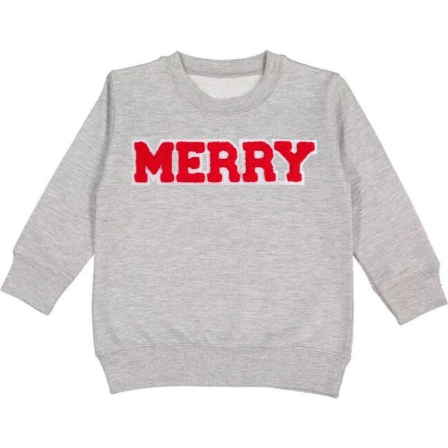 Merry Patch Christmas Sweatshirt, Grey
