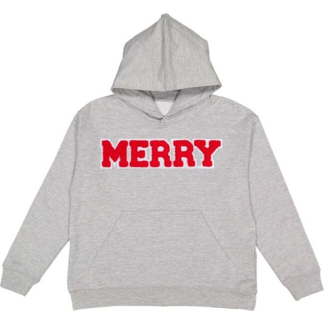 Merry Patch Christmas Youth Hoodie, Grey