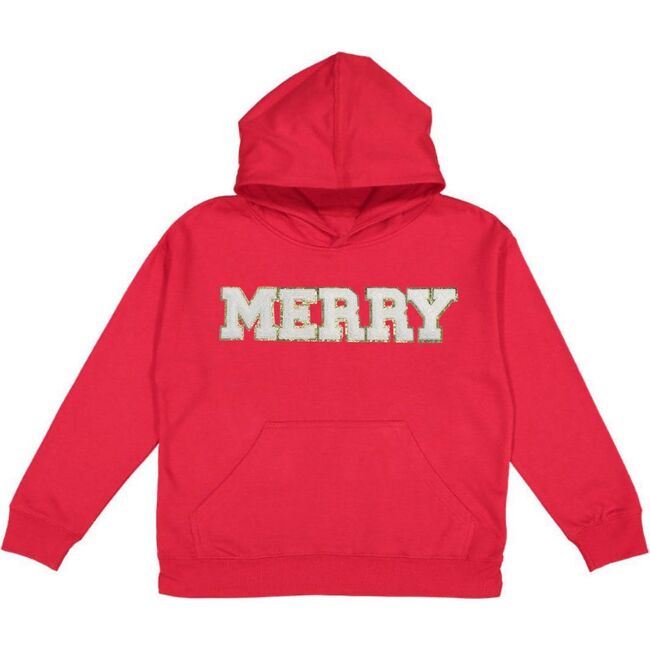 Merry Patch Christmas Youth Hoodie, Red