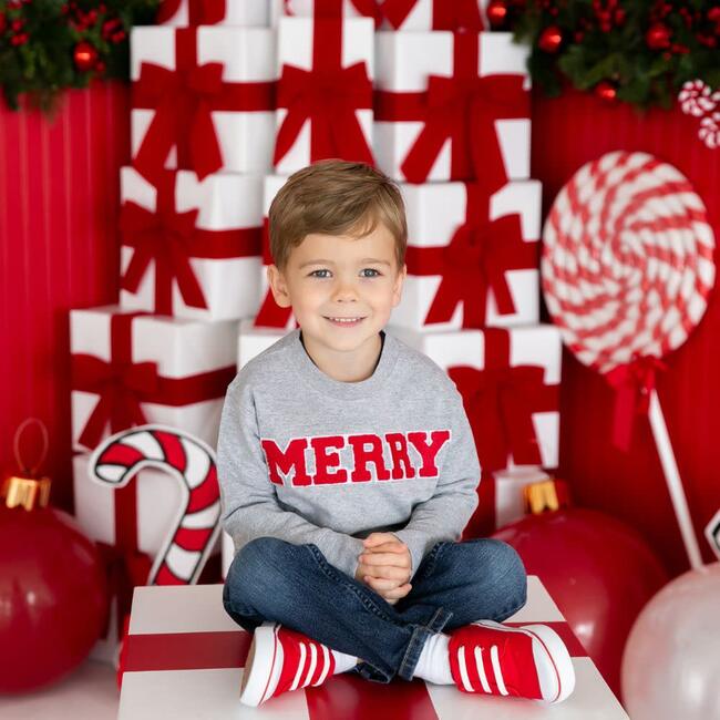 Merry Patch Christmas Sweatshirt, Grey - Sweatshirts - 2