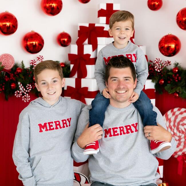 Merry Patch Christmas Sweatshirt, Grey - Sweatshirts - 4
