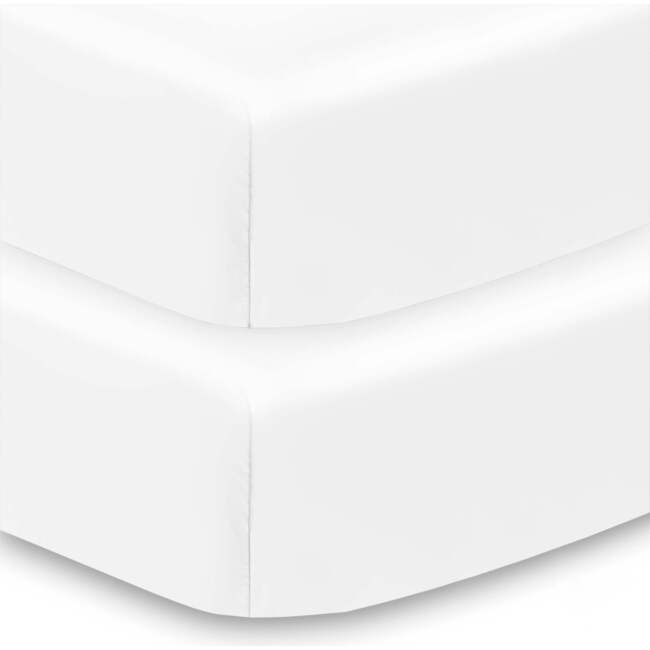 All-In-One Fitted Sheet & Waterproof Cover For 52" x 28" Crib Mattress, White (Pack Of 2) - Crib Sheets - 1