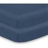 All-In-One Fitted Sheet & Waterproof Cover For 38" x 24" Mini Crib Mattress, Navy (Pack Of 2) - Crib Sheets - 1 - thumbnail