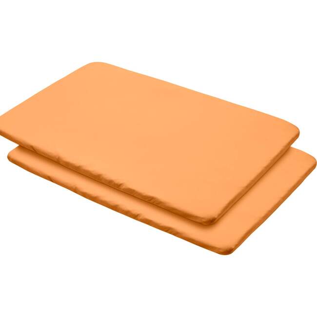 All-In-One Fitted Sheet & Waterproof Cover For 39" x 27" Play Yard Mattress, Coral (Pack Of 2)