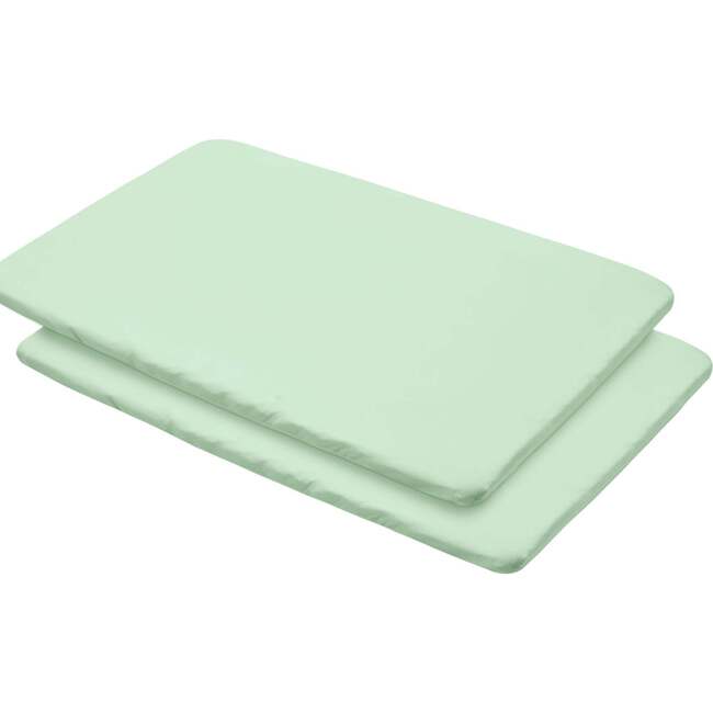 All-In-One Fitted Sheet & Waterproof Cover For 39" x 27" Play Yard Mattress, Mint Green (Pack Of 2)
